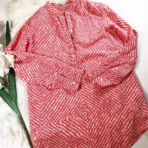 J. Crew Red Printed Tunic XS Long Button down